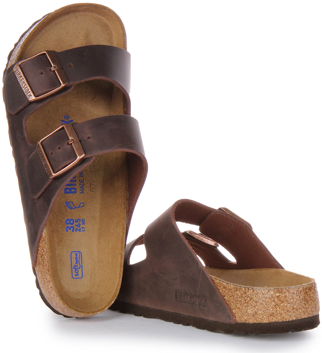 Birkenstock Arizona SFB Sandale à lanière en cuir huilé poure en choco brun