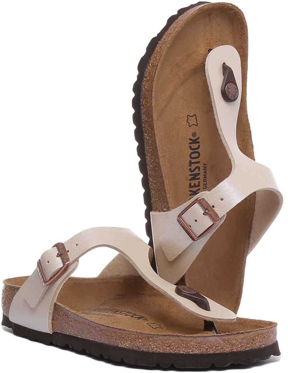 Birkenstock Gizeh Sandales Femme en Birko Flor En Crème