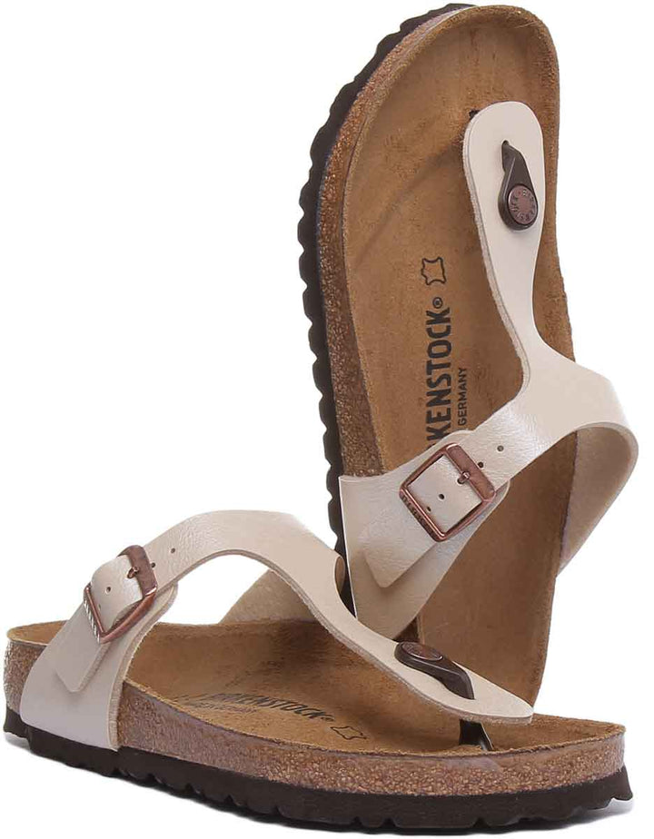 Birkenstock Gizeh Sandales Femme en Birko Flor En Crème