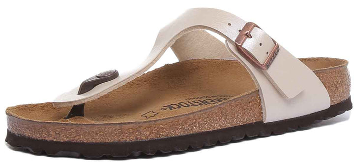 Birkenstock Gizeh Sandales Femme en Birko Flor En Crème