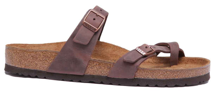 Birkenstock Mayari Sandale à lanières en cuir huilé pour femmes, brun foncé