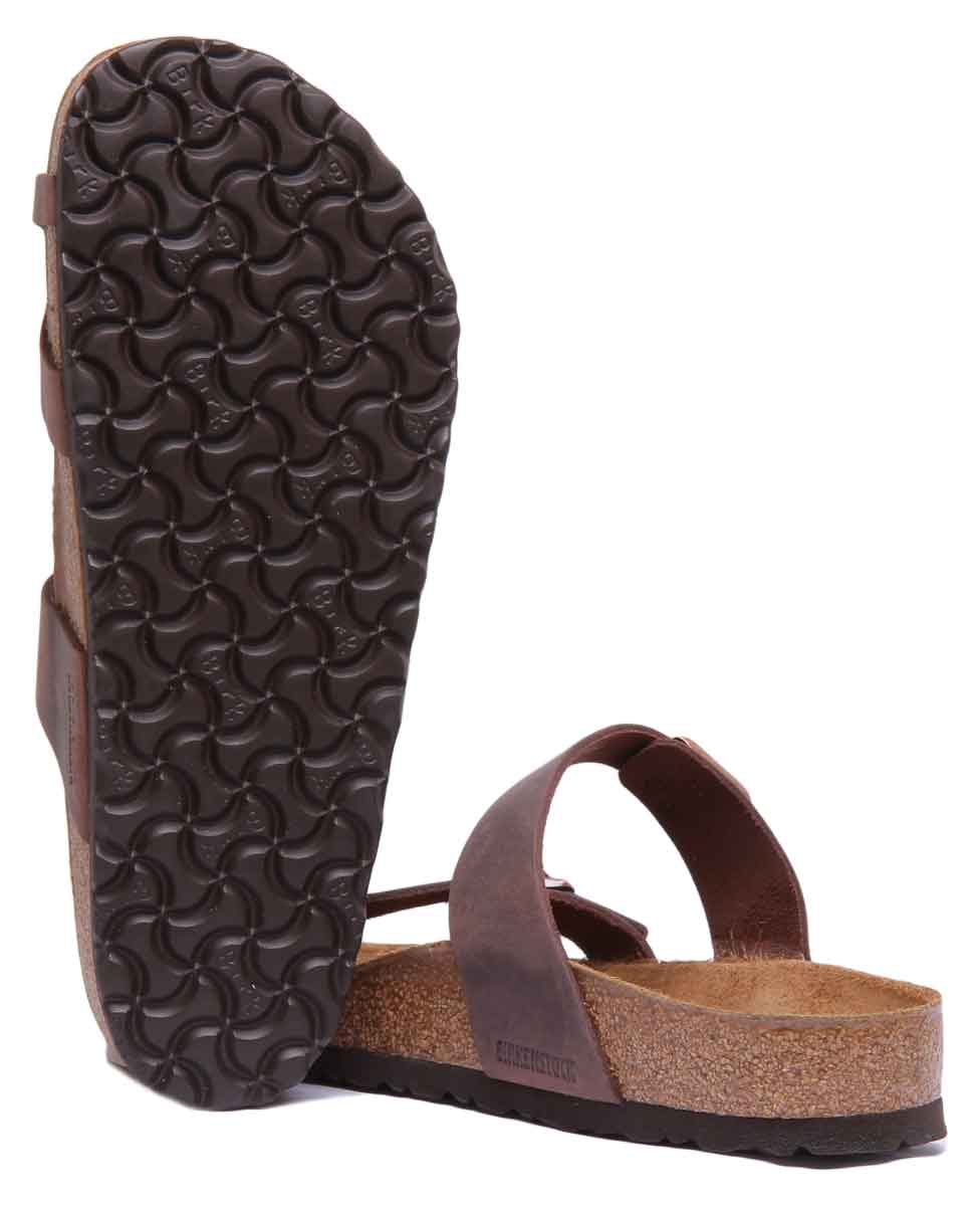 Birkenstock Mayari Sandale à lanières en cuir huilé pour femmes, brun foncé