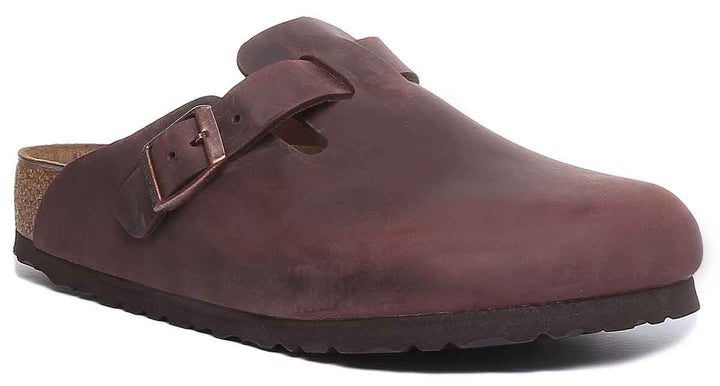 Birkenstock Boston NL sandales en cuir pour hommes en brun foncé