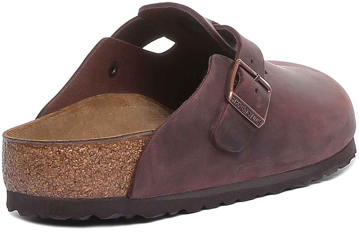 Birkenstock Boston NL sandales en cuir pour hommes en brun foncé