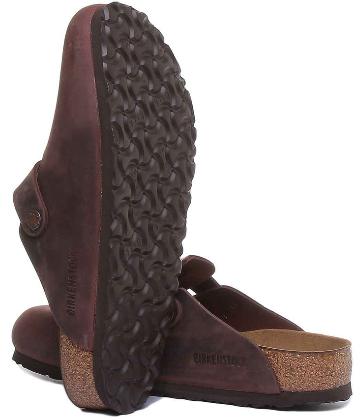 Birkenstock Boston NL sandales en cuir pour hommes en brun foncé
