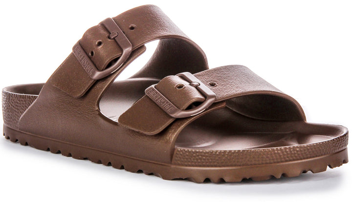 Birkenstock Arizona Eva Sandales en caoutchouc pour femmes en brun foncé