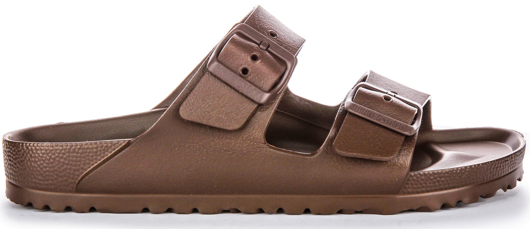 Birkenstock Arizona Eva Sandales en caoutchouc pour femmes en brun foncé