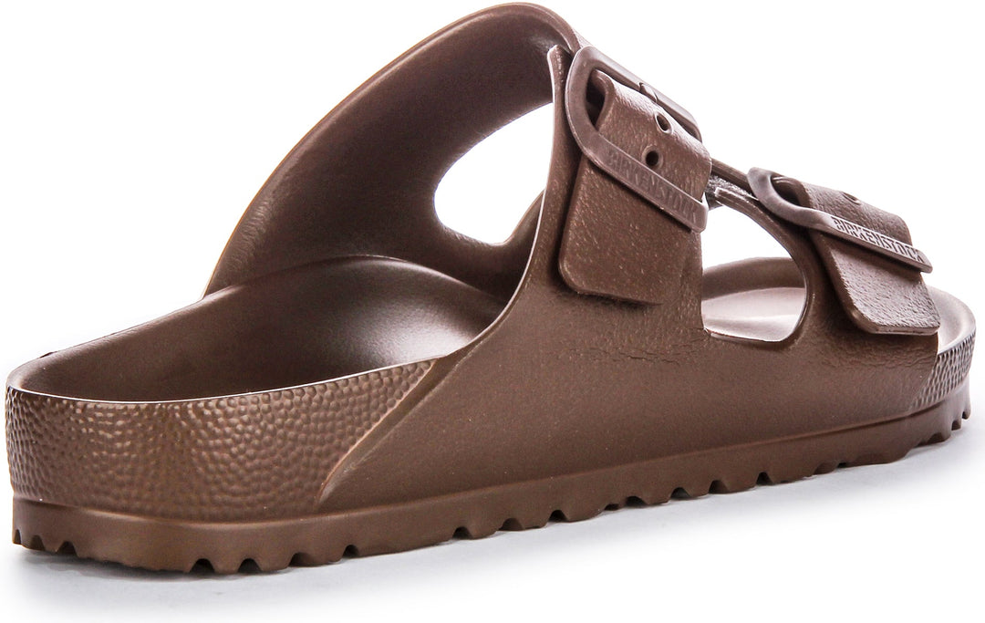 Birkenstock Arizona Eva Sandales en caoutchouc pour femmes en brun foncé