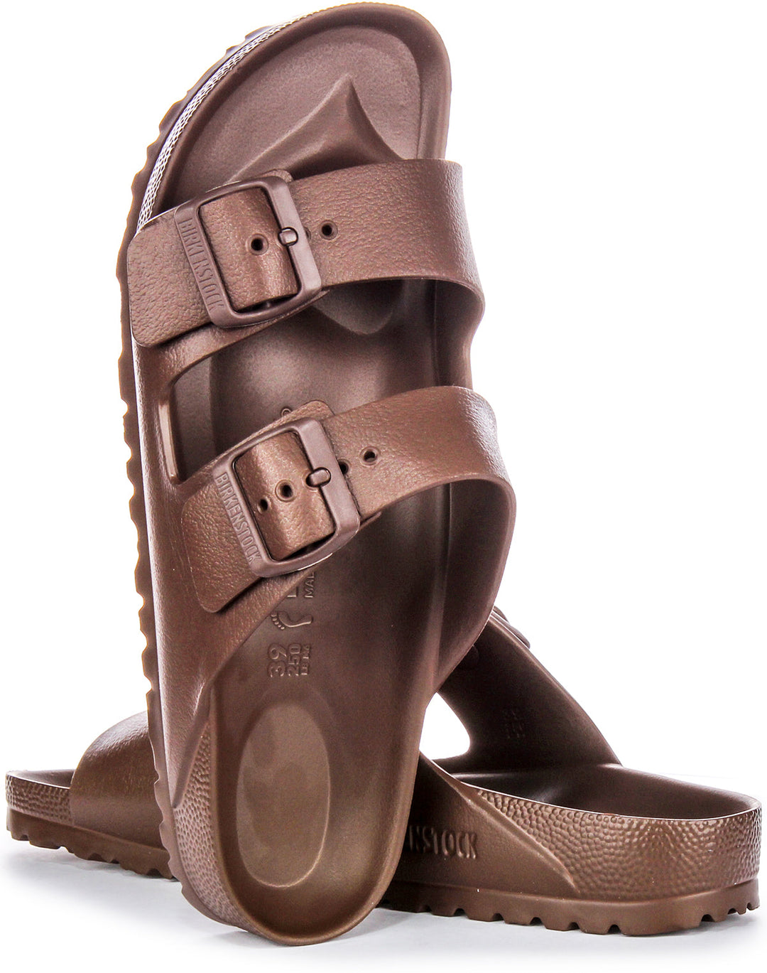 Birkenstock Arizona Eva Sandales en caoutchouc pour femmes en brun foncé