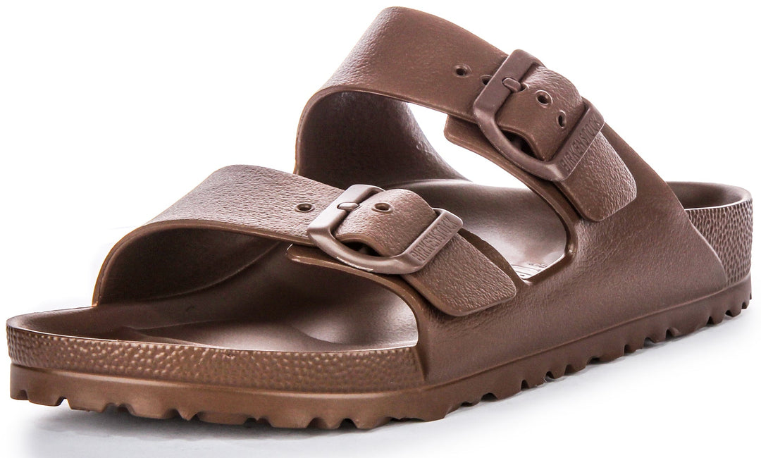 Birkenstock Arizona Eva Sandales en caoutchouc pour femmes en brun foncé