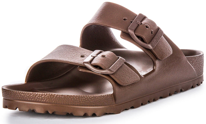 Birkenstock Arizona Eva Sandales en caoutchouc pour femmes en brun foncé
