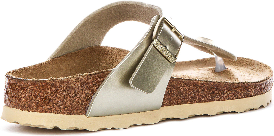 Birkenstock Gizeh Kids Bs In Gold For Junoir | Narrow Fit