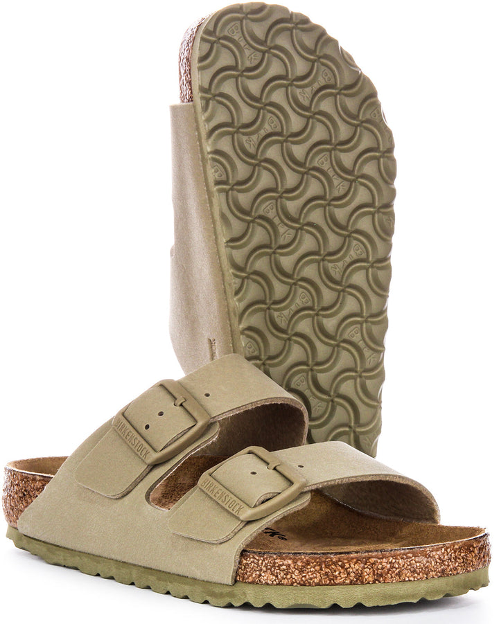 Birkenstock Arizona BS Sandales à Deux Brides Réglables en Birko Flor en Kaki