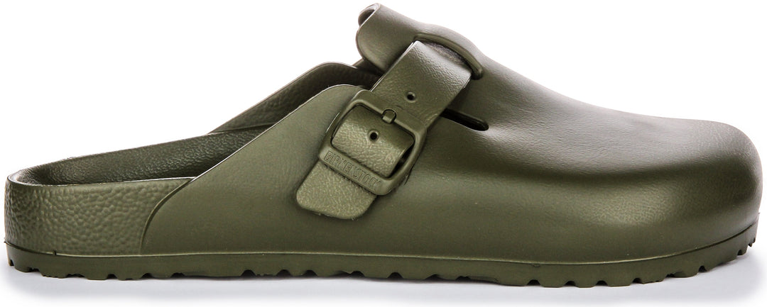 Birkenstock Boston EVA Sabots en Caoutchouc EVA de Haute Qualité et Neutre en Odeur Kaki
