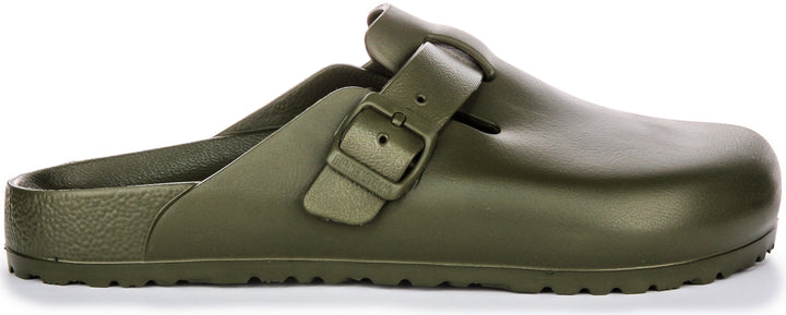 Birkenstock Boston EVA Sabots en Caoutchouc EVA de Haute Qualité et Neutre en Odeur Kaki