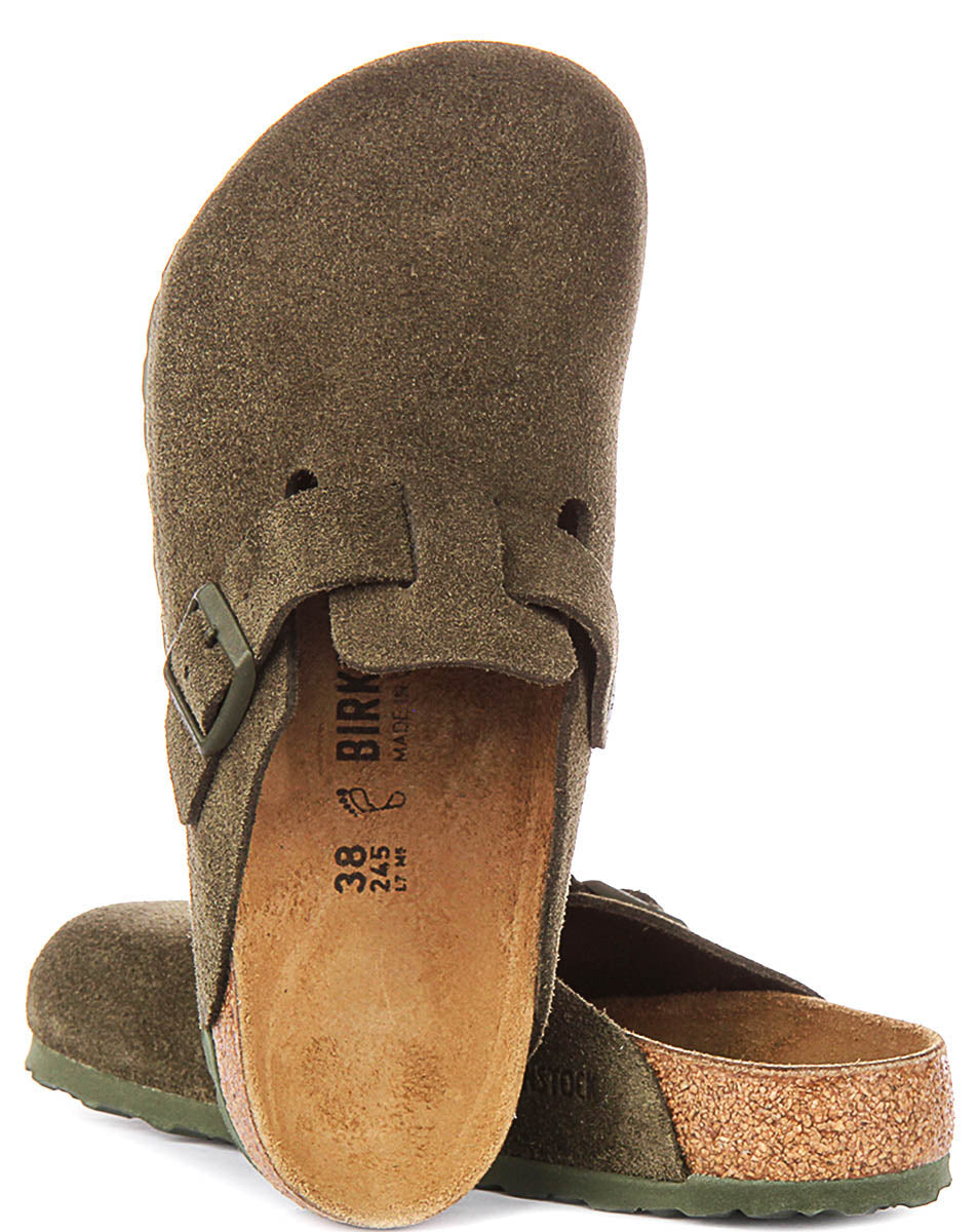 Birkenstock Boston Bs In Khaki Green | Regular Fit