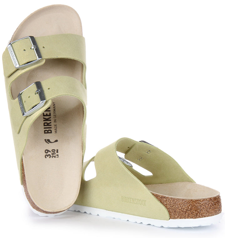 Birkenstock Arizona Sandale en cuir daim poure en vert clair