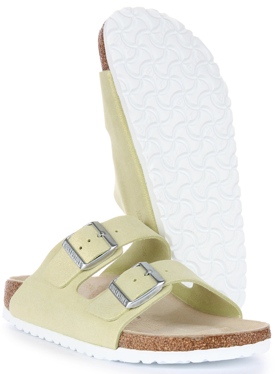 Birkenstock Arizona Sandale en cuir daim poure en vert clair
