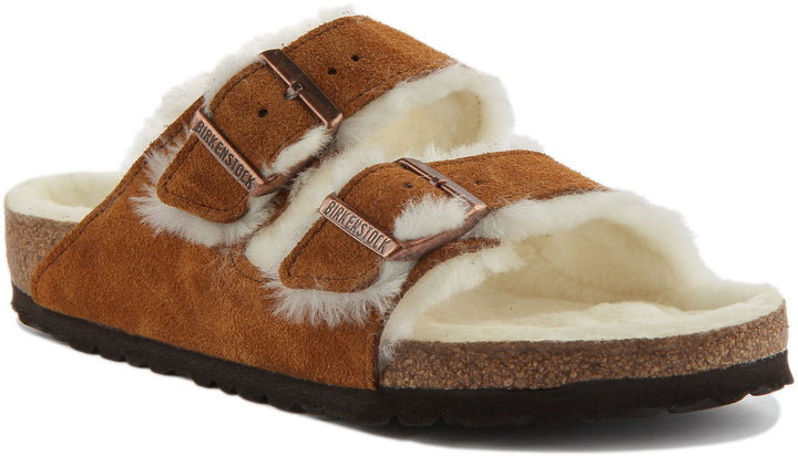 Birkenstock Arizona Shearling Sandale à double lanière en daim poure en vison