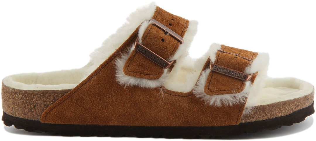 Birkenstock Arizona Shearling Sandale à double lanière en daim poure en vison