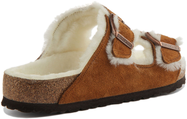 Birkenstock Arizona Shearling Sandale à double lanière en daim poure en vison