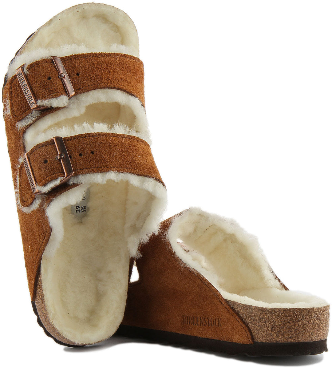 Birkenstock Arizona Shearling Sandale à double lanière en daim poure en vison