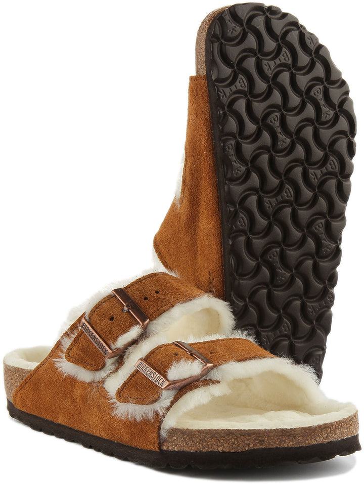 Birkenstock Arizona Shearling Sandale à double lanière en daim poure en vison