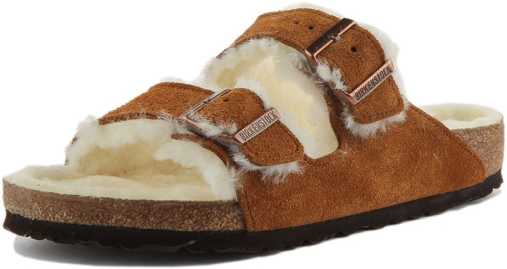 Birkenstock Arizona Shearling Sandale à double lanière en daim poure en vison