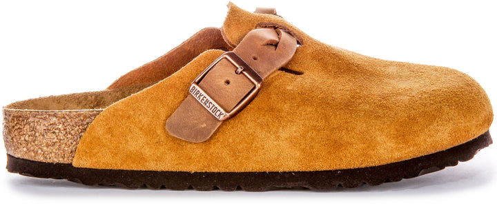 Birkenstock Boston Braided Elegant Pin Sandales Élégantes en Cuir Suédé Mink