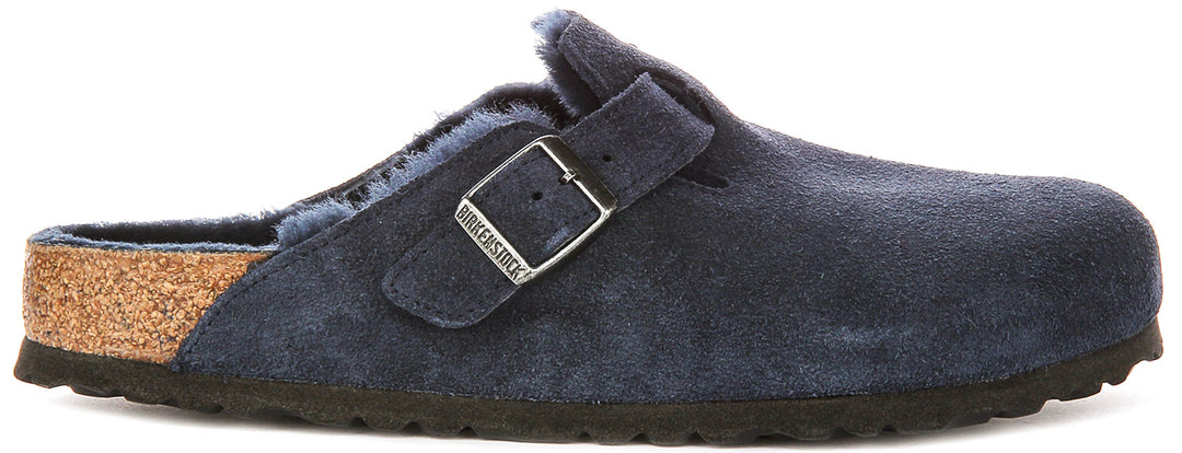 Birkenstock Boston Shearling In Navy | Regular Fit