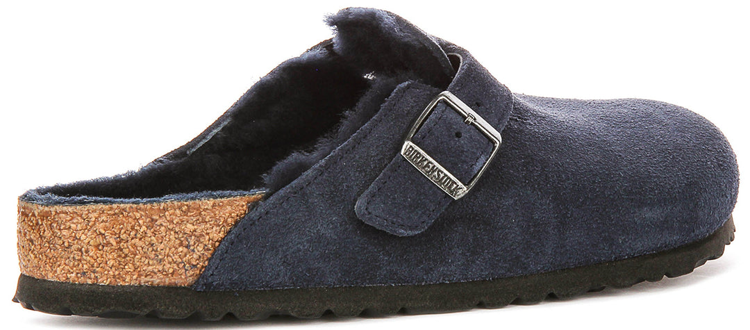 Birkenstock Boston Shearling In Navy | Regular Fit