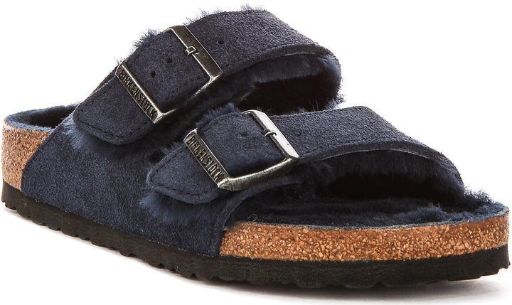 Birkenstock Arizon Shearling In Navy For Women | Regular Fit