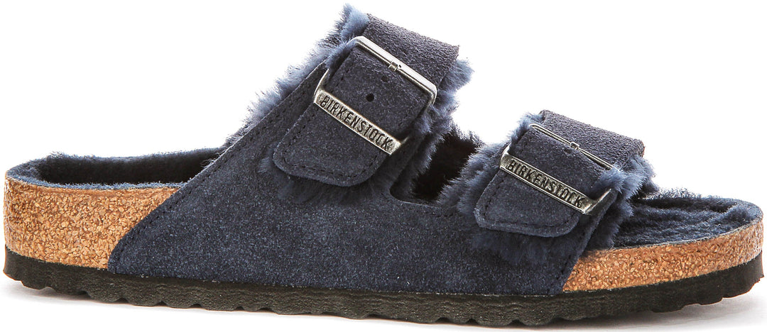 Birkenstock Arizon Shearling In Navy For Women | Regular Fit