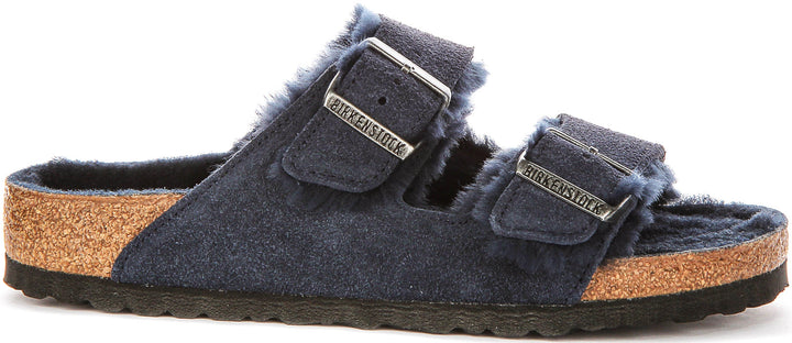 Birkenstock Arizon Shearling In Navy For Women | Regular Fit