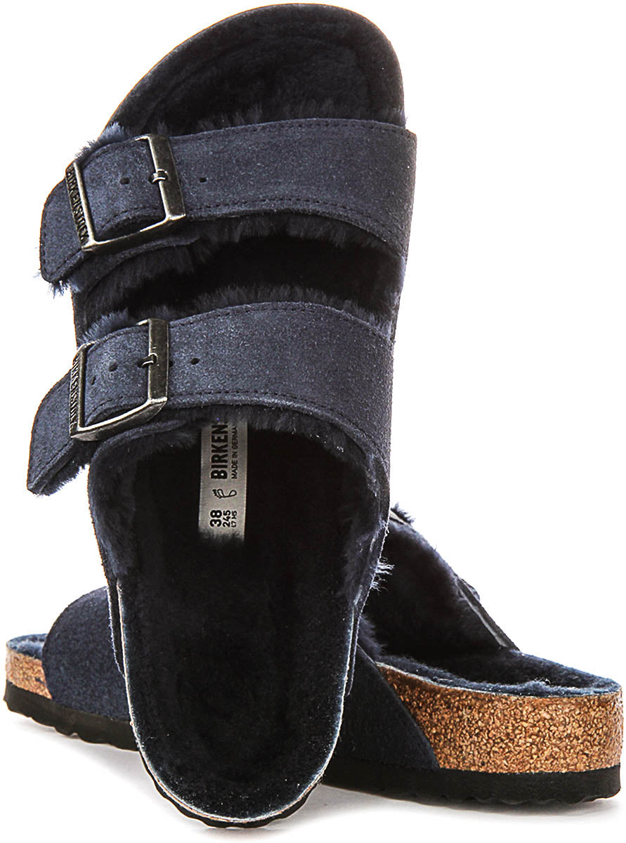 Birkenstock Arizon Shearling In Navy For Women | Regular Fit