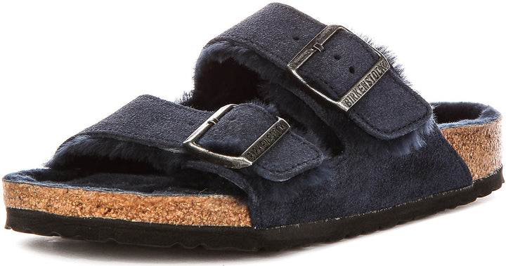 Birkenstock Arizon Shearling In Navy For Women | Regular Fit