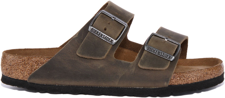 Birkenstock Arizona Sandale à deux brides en cuir nubuck huilé poure en olive