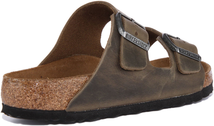 Birkenstock Arizona Sandale à deux brides en cuir nubuck huilé poure en olive
