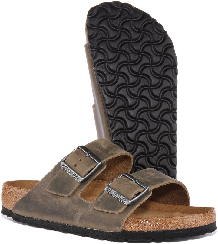 Birkenstock Arizona Sandale à deux brides en cuir nubuck huilé poure en olive