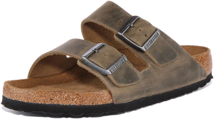 Birkenstock Arizona Sandale à deux brides en cuir nubuck huilé poure en olive
