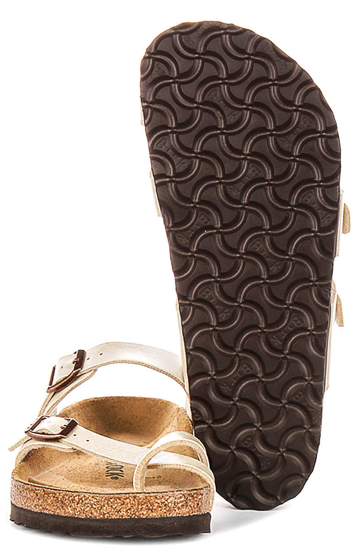 Birkenstock Mayari Sandale électrique à lanières métalliques pour femmes en blanc perle