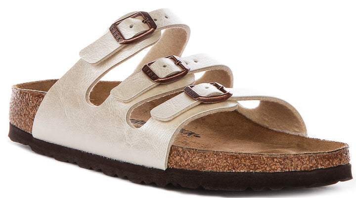 Birkenstock Florida Bs In Pearl White | Narrow Fit