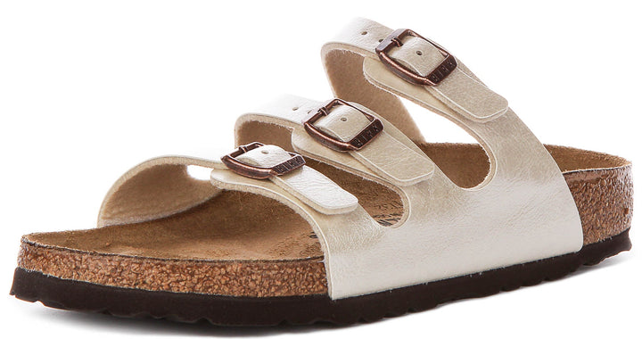 Birkenstock Florida Bs In Pearl White | Narrow Fit
