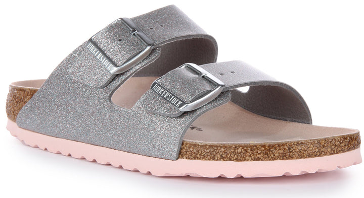 Birkenstock Arizona Sandale Birko Flor à double lanière poure en argent