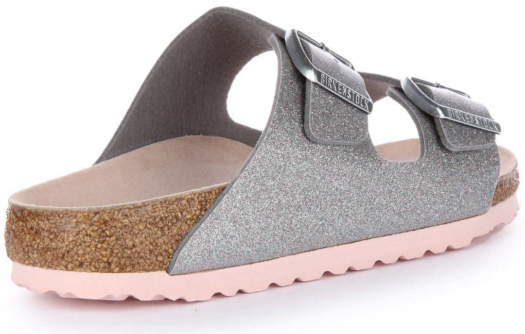 Birkenstock Arizona Sandale Birko Flor à double lanière poure en argent