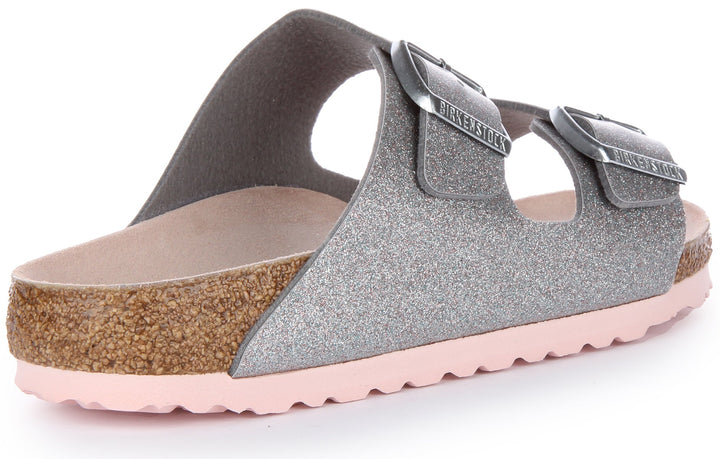 Birkenstock Arizona Sandale Birko Flor à double lanière poure en argent