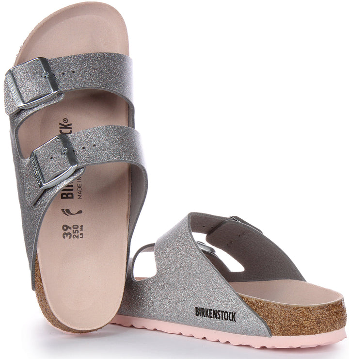 Birkenstock Arizona Sandale Birko Flor à double lanière poure en argent
