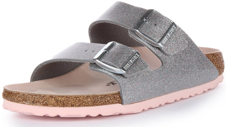 Birkenstock Arizona Sandale Birko Flor à double lanière poure en argent