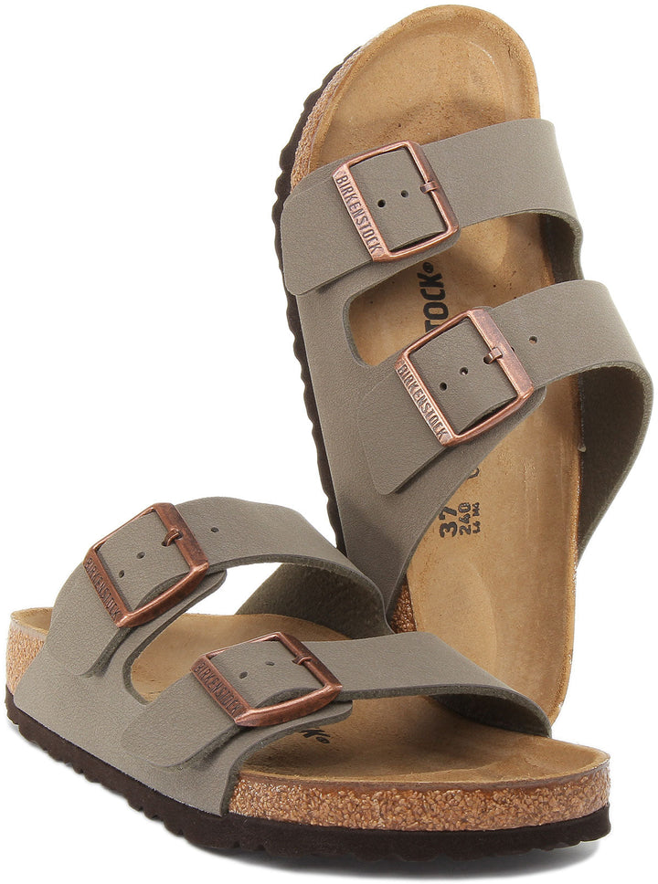 Birkenstock Arizona Sandales Birko Flor à double lanière poures en pierre