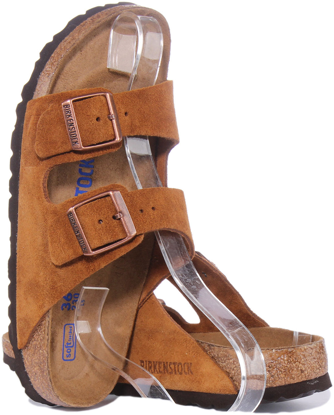 Birkenstock Arizona SBF Sandale en cuir suédé à 2 lanières pour femmes en tan